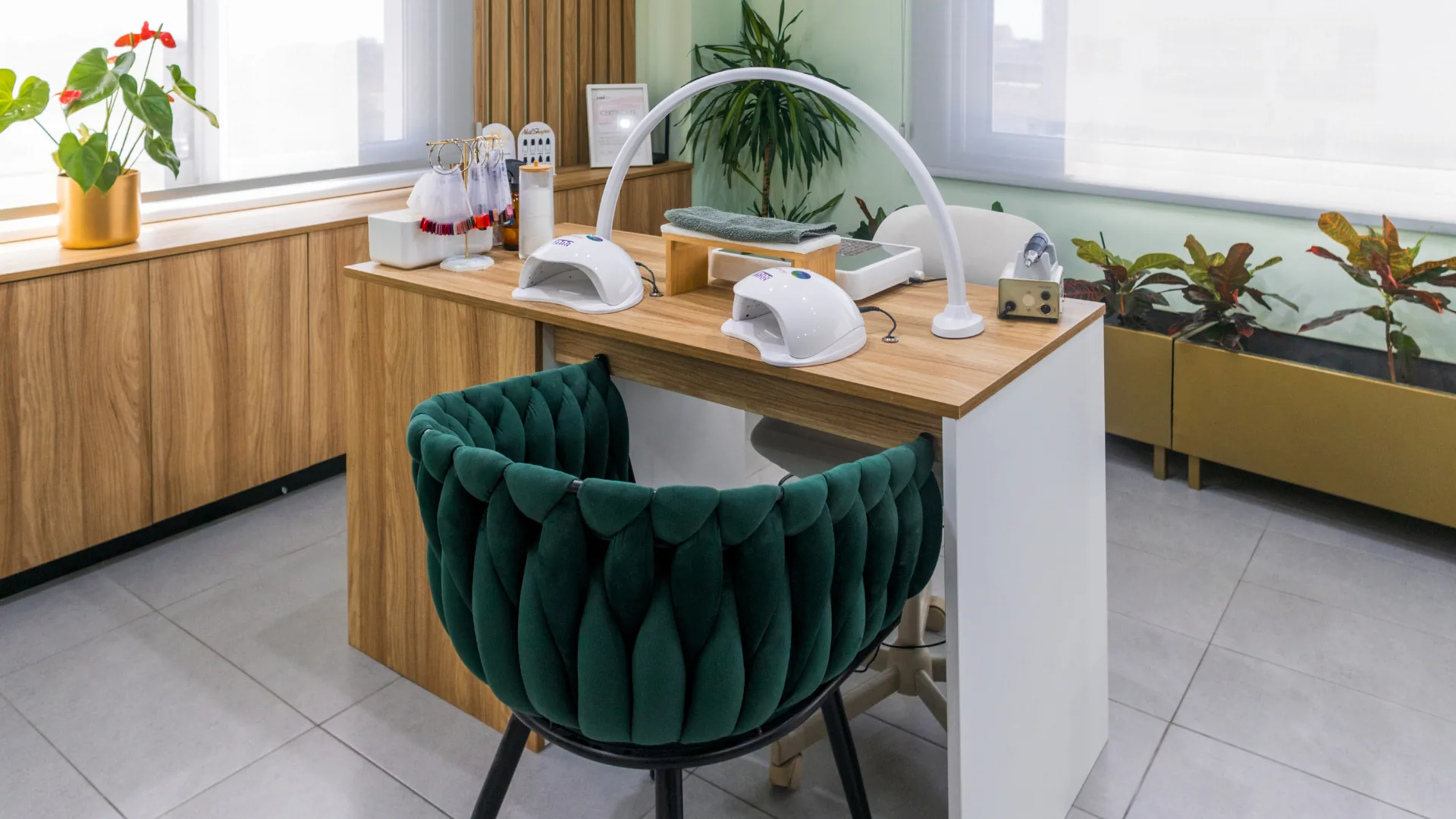 Nail salon at Nova Laser & Beauty Clinic in Yeroskipou, Paphos - manicure and pedicure room